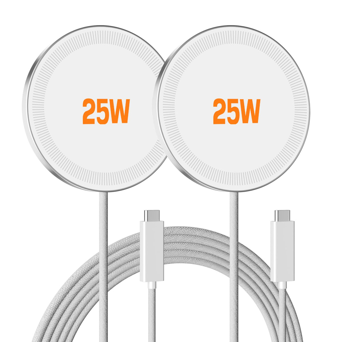 MagSafe 25W Wireless Charger for Apple Magnetic Fast Charging Pad | Compatible for iPhone Duo 18 17 17e 16 16e 15 14 13 12 Pro Max - AirPods-Slim Portable for Travel Bedside - 2 Pack, White