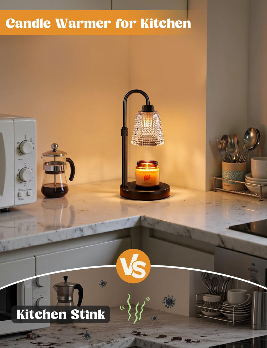 Innqoo Candle Warmer Lamp with Timer Home Decor Birthday Gifts for Women | Dimmable Candle Warmer for Jar Candles, Height Adjustable Wax Warmer,Halloween Decorations House Warming Gifts New Home