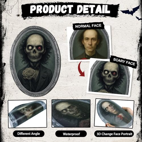 Halloween Decorations Indoor Scary, 3D Changing Face Moving Portraits 6Pack | Haunted House Props, Lenticular Wall Decor Picture Frame, Gothic Horror Poster, Creepy Castle Mansion Decor Party Supplies