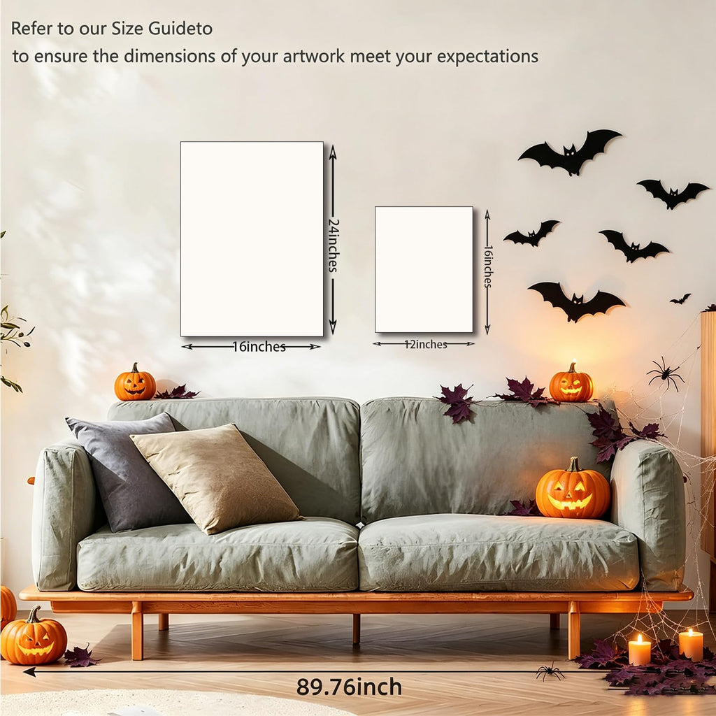 ILLBDR Halloween Three Witches Canvas Wall Art Poster 12x16 inch | Dark Academia Halloween Decor, Three Witch Silhouette Print, Gothic Artwork Fall Gift for Bedroom or Bathroom