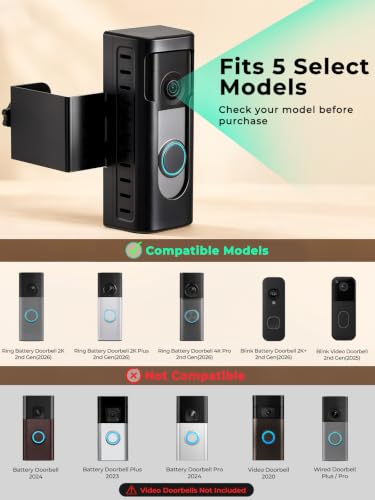 KIMILAR Anti-Theft Doorbell Mount Compatible with Ring/Blink(2026 Release) | No-dirll Doorbell Kits for 2026 Ring/Blink Battery Doorbell, Full-Coverage Doorbell Camera Mount for Apartments, Rentals