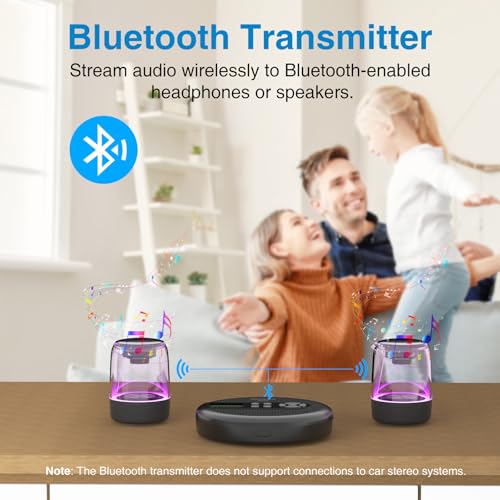 MEGATEK Portable CD Player with Bluetooth RX/TX, FM Transmitter & USB