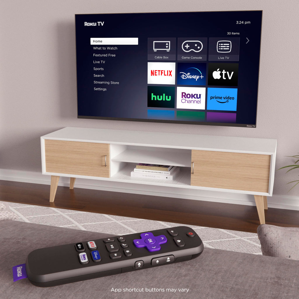 Roku TV Remote Control (Official Manufacturer Product) | Simple Setup & Pre-Set App Shortcuts - Replacement Remote Compatible with RokuTV Models ONLY (Not Roku Players)