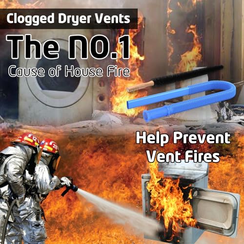 PetOde 2Pcs Dryer Vent Cleaner Kit Universal Vacuum Hose Attachment & Brush | Blue Upgraded Flexible Hose for Smooth Airflow Without Whistling Noise, Fits Most Vacuums for Deep Cleaning