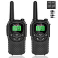 Walkie Talkies Long Range for Adults, Rechargeable FRS Two-Way Radio, 2Pack | NOAA weather alert. 1200mAh Li‑ion battery supports USB‑C charging. LED flashlight and VOX hands‑free function for Outdoors.