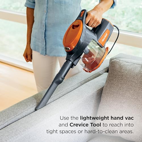Shark Rocket Corded Stick Vacuum, Carpet & Hard Floors, Gray/Orange, HV301 | Under 9 Lbs., Handheld Conversion, Pet Hair Pickup, Swivel Steering, Low-Profile Reach, Crevice and Upholstery Tools