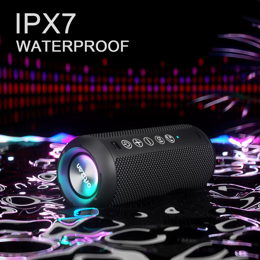 Ortizan X10 Portable Bluetooth Speaker (1st Gen), IPX7 Waterproof, Wireless | Big Sound and Deep Bass, TWS Pairing, 30Hrs of Playtime, for Home/Party/Outdoor/Beach, Birthday Gifts for Men Women - Black