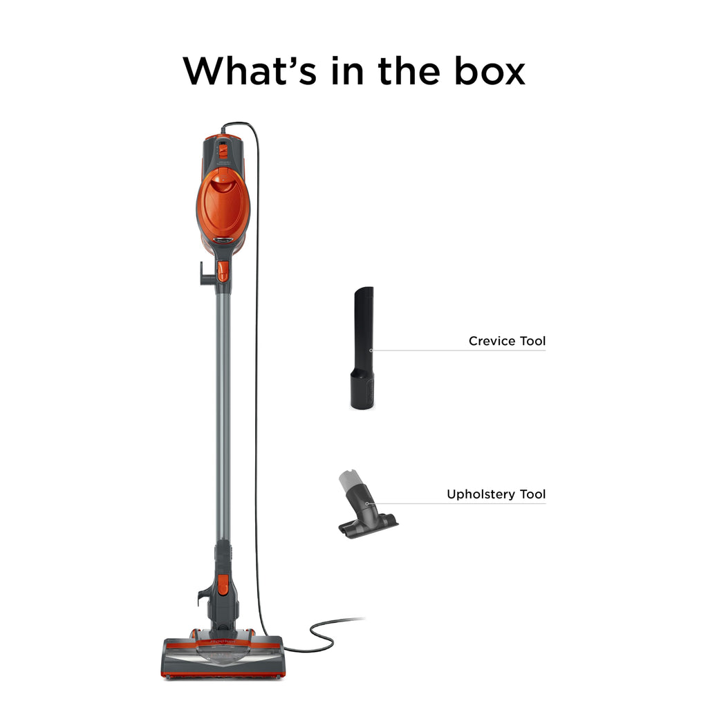 Shark Rocket Corded Stick Vacuum, Carpet & Hard Floors, Gray/Orange, HV301 | Under 9 Lbs., Handheld Conversion, Pet Hair Pickup, Swivel Steering, Low-Profile Reach, Crevice and Upholstery Tools