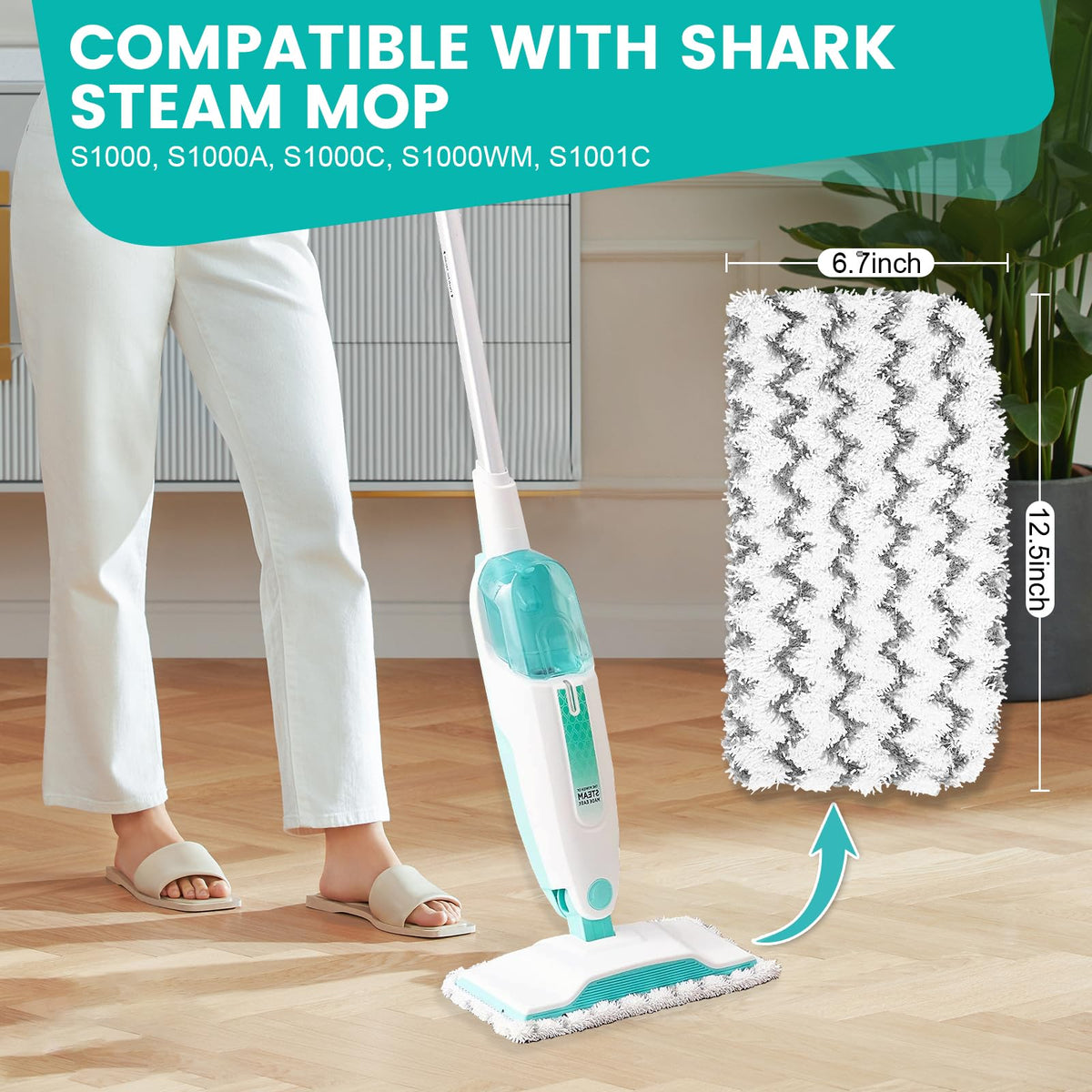 6 Pack Steam Mop Replacement Pads Compatible with Shark Steam Mops | Fit for S1000/S1000A/S1000C/S1000WM/S1001C, Floor Steamer Pads Washable, Reusable Microfiber Cleaner Pads