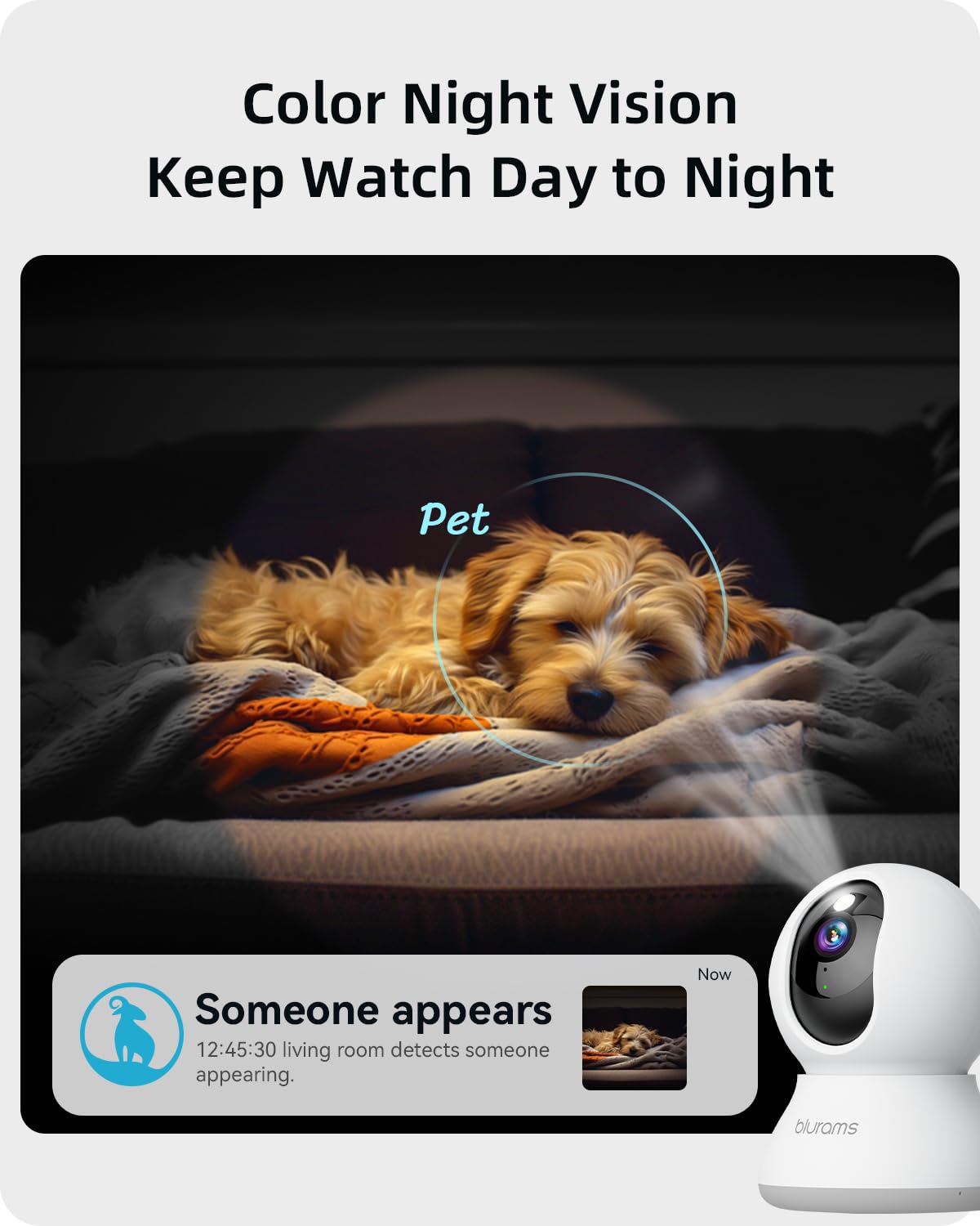 blurams Security Camera, 2K Indoor Camera 360° Pet Camera for Home Security | Motion Tracking, Dual-Band WiFi6, 2-Way Audio, IR Night Vision, Siren, Compatible with Alexa & Google Assistant
