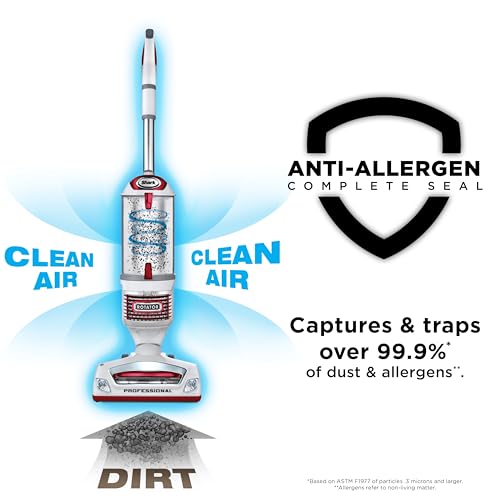 Shark Rotator Lift-Away Upright Vacuum with HEPA Filter, White/Red, NV501 | Lift-Away Pod, 0.9-Qt Dust Cup, Swivel Steering, LED Headlights, Wide Upholstery Tool, Dusting Brush and Crevice Tool