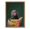 Framed Funny Pigeon Wall Art, Humorous Bird Reading Wall Decor Paintings, Pooping on People Book Pictures Canvas Print Eclectic Home Decor for Bathroom Living Room Office Dorm 12x16 inch
