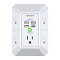 Wall Charger, Surge Protector, QINLIANF 5 Outlet Extender with 4 USB Ports | 1680 Joules, 3-Sided Power Strip, Multi Plug Wall Outlet Adapter Spaced for Home Travel Office, White
