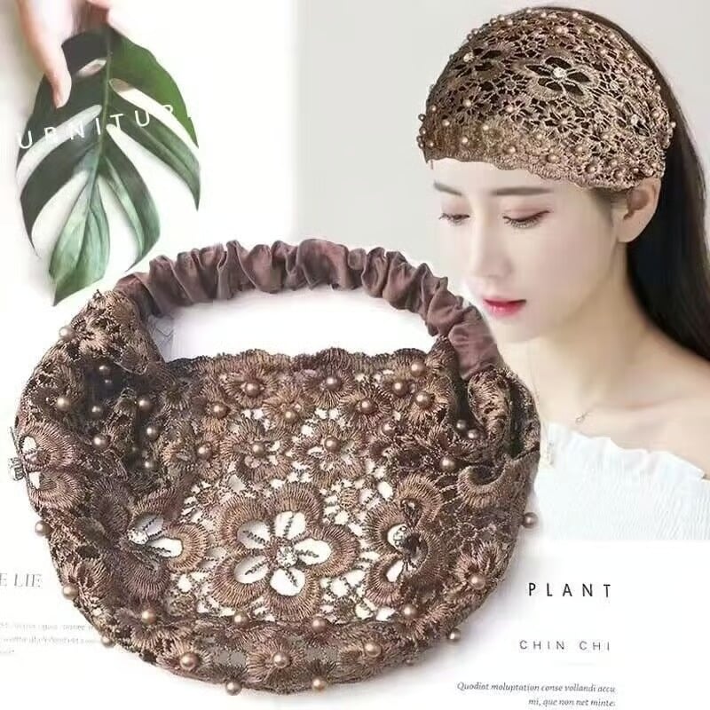 Plum Blossom Hollow Beaded Wide Headband