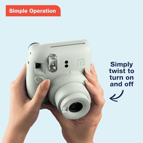 Fujifilm Instax Mini 12 Instant Film Camera - Pastel Blue | Instax Mini 12 with automatic exposure and selfie mirror for photography, scrapbooking and gifting