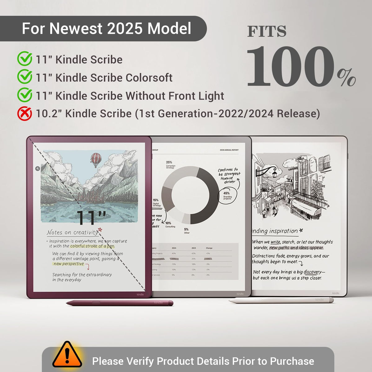 CoBak Stand Case for 11" Kindle Scribe 3rd Gen 2025 & Colorsoft | Two Viewing Angles – All-New PU Leather Cover with Auto Sleep/Wake, Built-In Pen & Tip Holders