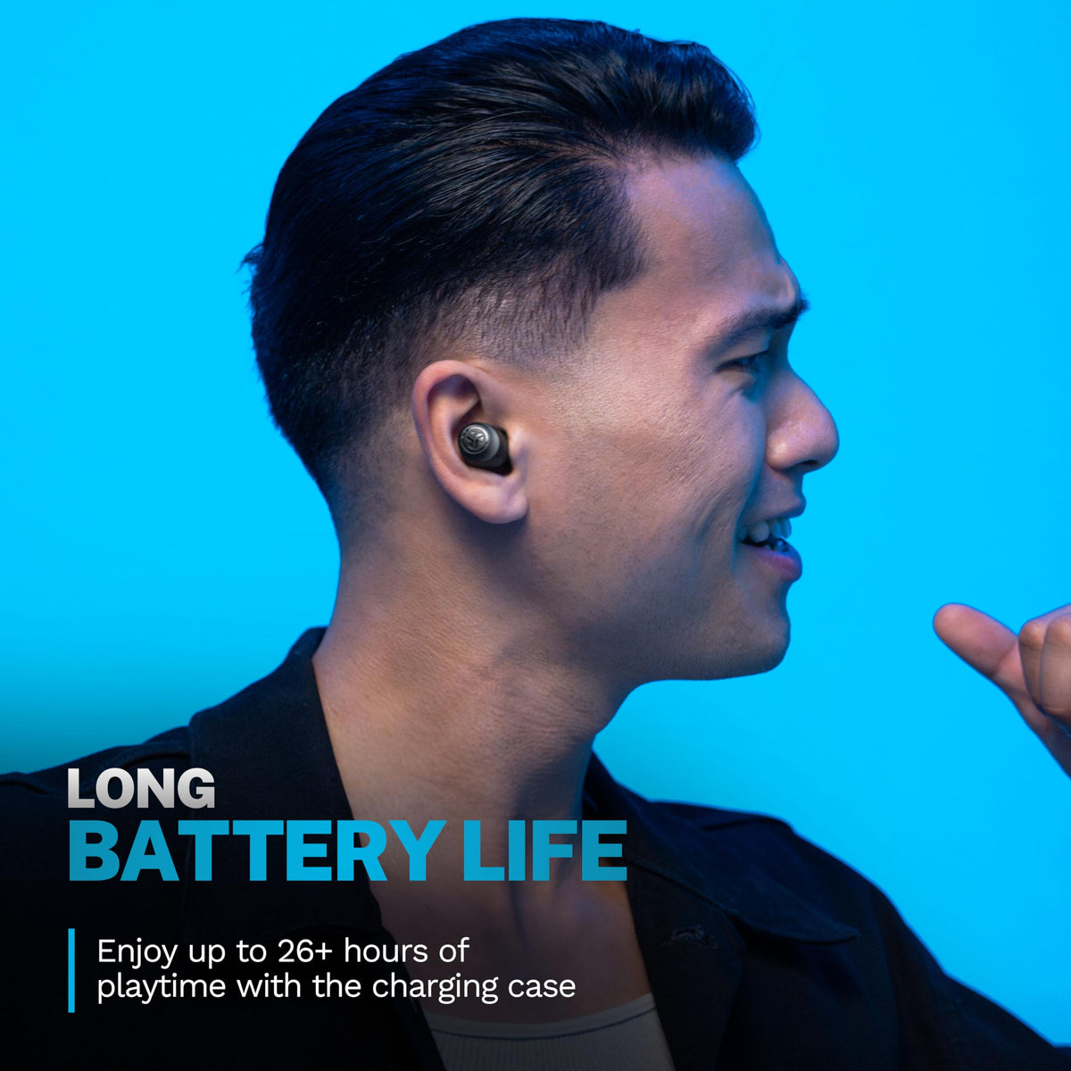 JLab Go Air Pop+ Earbuds, Dual Connect, EQ3 Sound, Black