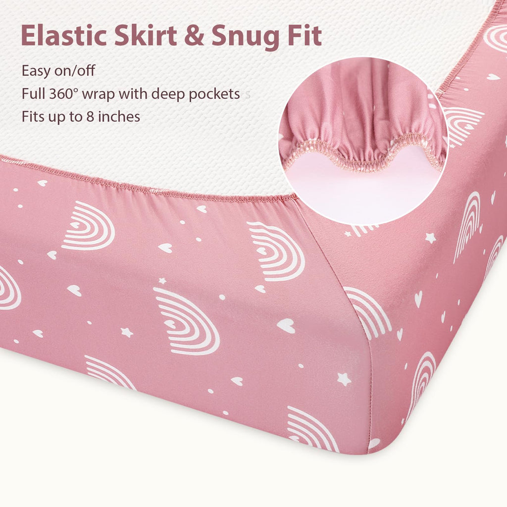 Baby Crib Sheets Girl, 3 Pack Toddler Bed Sheets Fitted 52”x28”