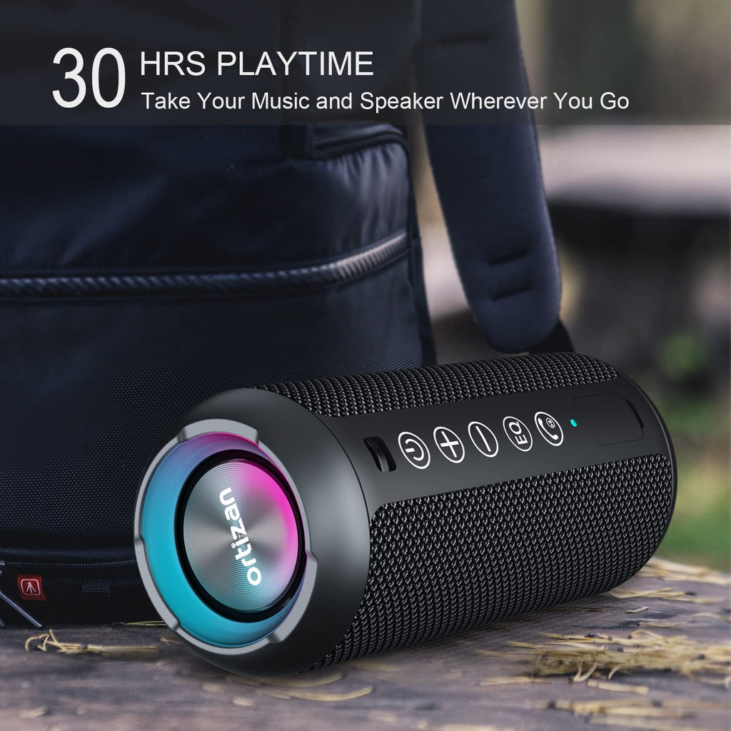 Ortizan X10 Portable Bluetooth Speaker (1st Gen), IPX7 Waterproof, Wireless | Big Sound and Deep Bass, TWS Pairing, 30Hrs of Playtime, for Home/Party/Outdoor/Beach, Birthday Gifts for Men Women - Black