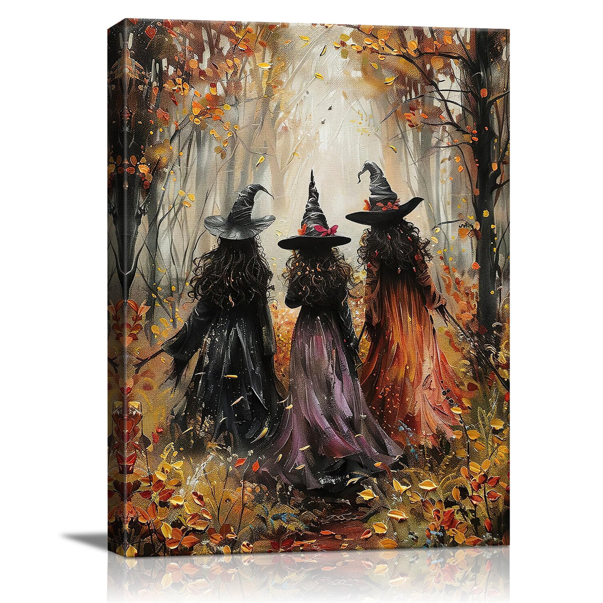 karani Halloween Canvas Wall Art, Vintage Three Witches Halloween Pictures | Gothic Halloween Wall Decor for Living Room Bedroom Office, Ready to Hang Fall Halloween Decorations 8x10
