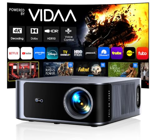 Outdoor-Projector-4K [VIDAA Live TV/40W Dolby/920 ISO] with WiFi6 and Bluetooth Compatible with Netflix, Smart Projector, AI Voice Control & Auto Focus, HDR10, Movie Proyector for Ceiling Home Theater