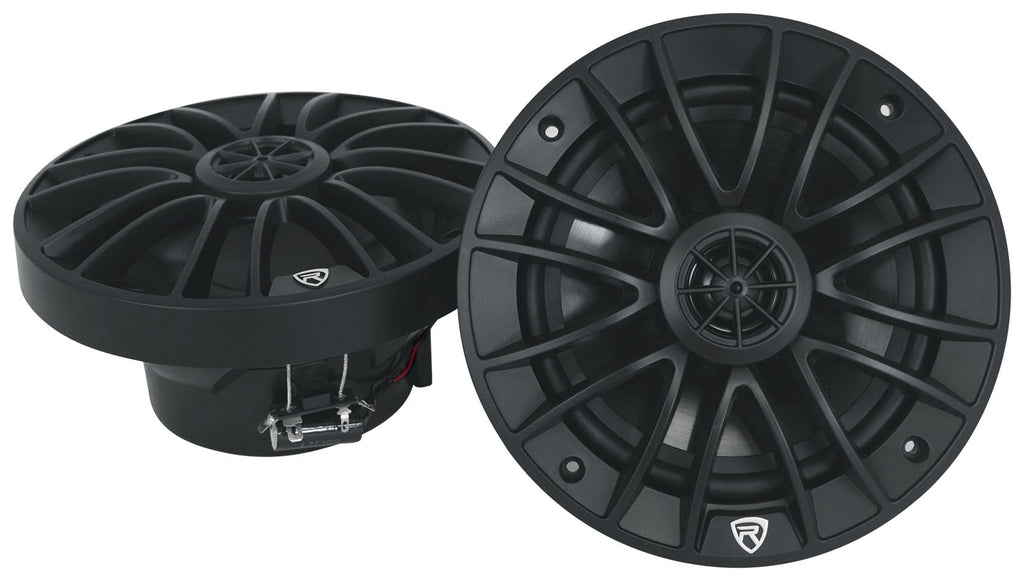 Rockville RM-PREMIUM-65 Black 6.5" 4-Ohm, Marine Boat Speakers Pair | 600W Peak, 150W RMS, 35Hz-20kHz, 93dB Sensitivity, True Coaxial Design, Weather-Resistant Grilles, Mounting Screws