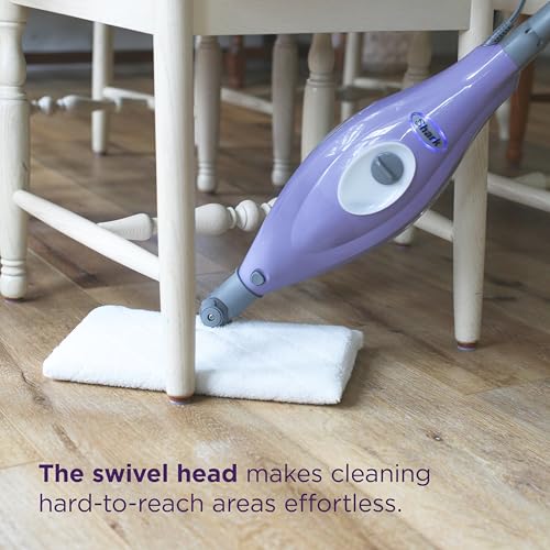 Shark Steam Pocket Mop with 2 Washable Double-sided Pads, Purple, S3501 | Lightweight, 2 Machine Washable Double-Sided Microfiber Pads, Swivel Steering, Steam Sanitization on Sealed Hard Floors