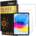 Ailun 2Pack Screen Protector for iPad A16 2025 11th 11"/10th Gen 2022 10.9" | Tempered Glass, Face ID Compatible, Apple Pencil Compatible, Case Friendly