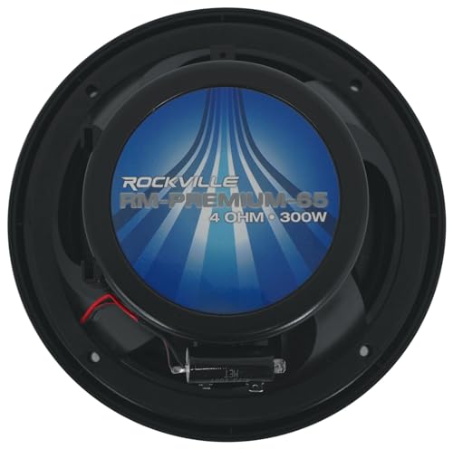 Rockville RM-PREMIUM-65 Black 6.5" 4-Ohm, Marine Boat Speakers Pair | 600W Peak, 150W RMS, 35Hz-20kHz, 93dB Sensitivity, True Coaxial Design, Weather-Resistant Grilles, Mounting Screws