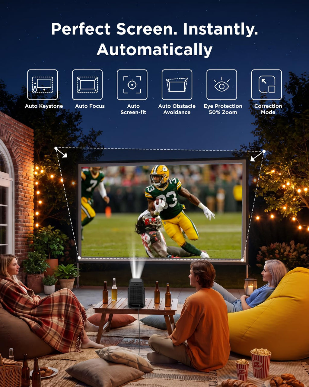 TCL C1 Smart Google TV Projector, WiFi and Bluetooth, 285° Rotating Gimbal | 1080P HDR10，Sealed Optical Engine, Auto Focus & Keystone, 4K Support, Dolby Audio, Portable for Home/Outdoor Movies
