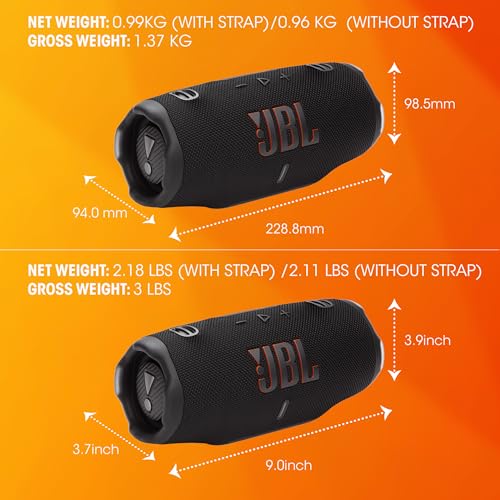 JBL Charge 6 - Portable Waterproof & DropProof Bluetooth Speaker (Black) | Powerful JBL Pro Sound with AI Sound Boost, Up to 28 hours of playtime, Built-In Powerbank, Multi-speaker connection
