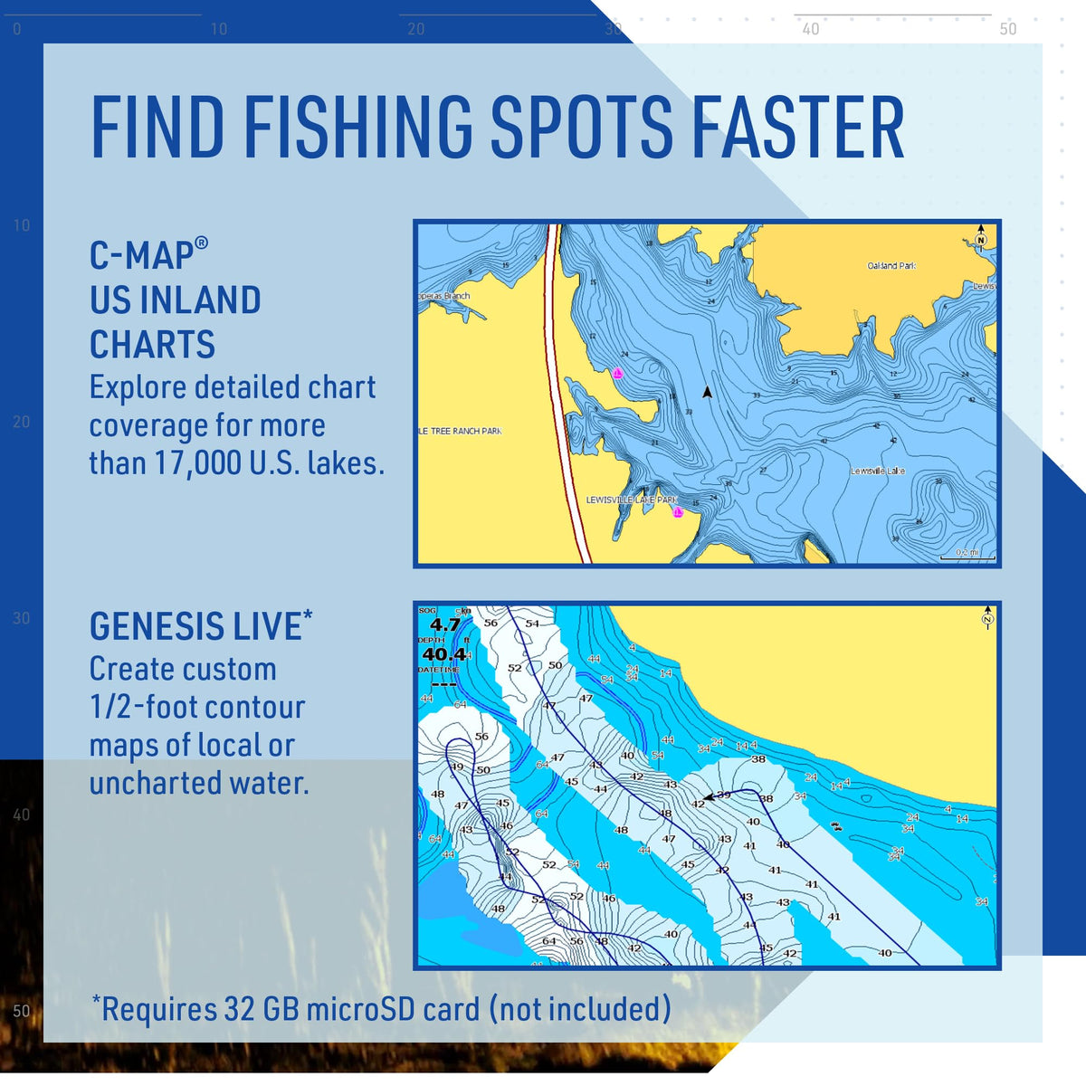 Lowrance Eagle Eye 9 Live Sonar Fish Finder with Preloaded C-MAP Charts | 9-inch IPS display, Live Forward, Live Down, CHIRP, FishReveal, included transducer