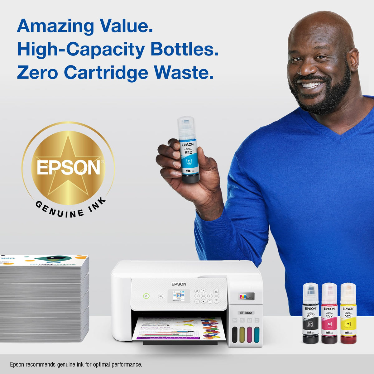 EPSON 522 EcoTank Ink Ultra-high Capacity Bottle Black (T522120-S) Works with ET-2720, 2800, 2803, 2840, 4700, 4800, 4810
