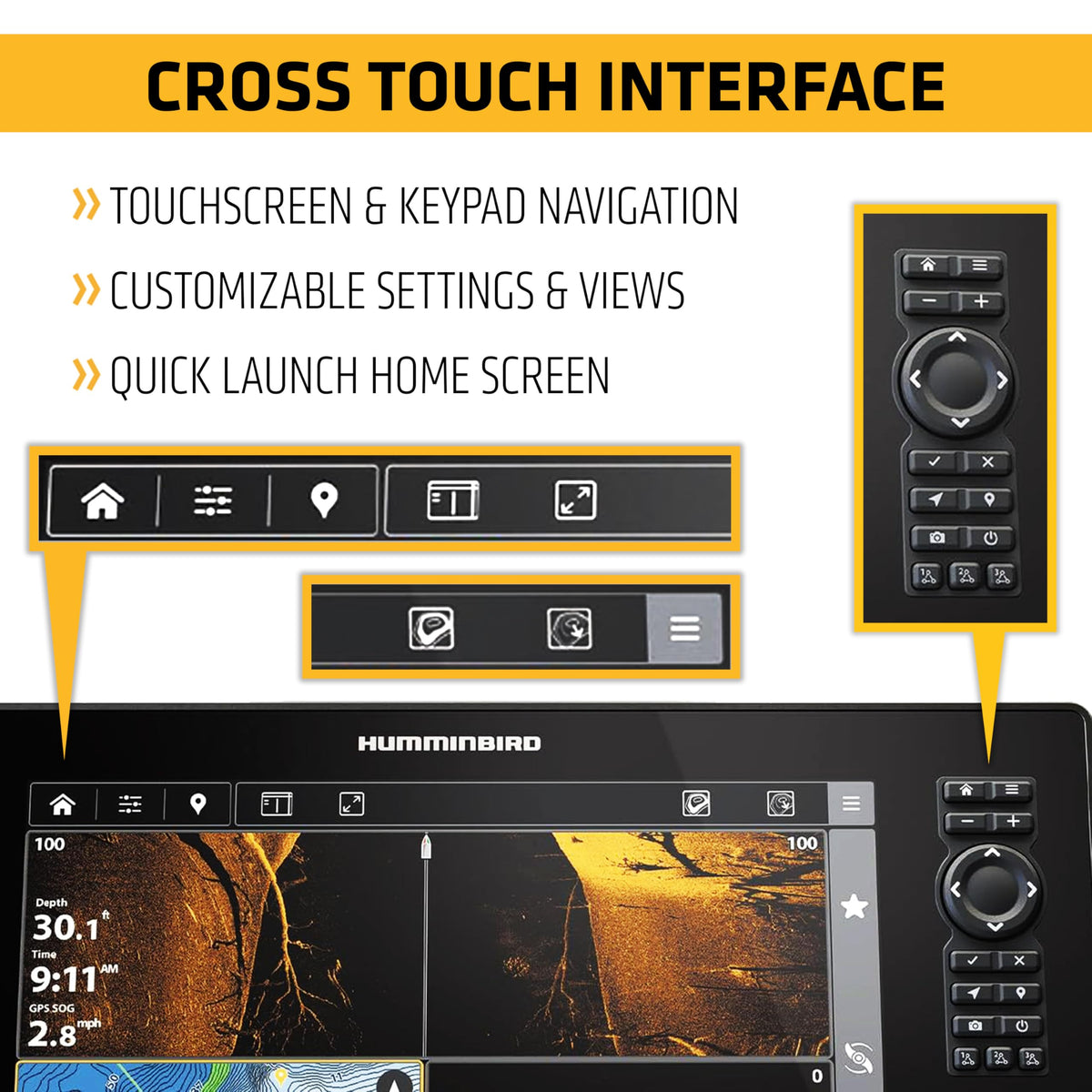 Humminbird XPLORE Series GPS Fish Finder MEGA Side Imaging+ & HD Touchscreen Display