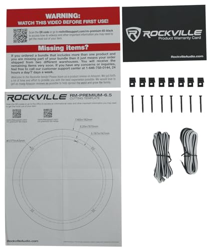 Rockville RM-PREMIUM-65 Black 6.5" 4-Ohm, Marine Boat Speakers Pair | 600W Peak, 150W RMS, 35Hz-20kHz, 93dB Sensitivity, True Coaxial Design, Weather-Resistant Grilles, Mounting Screws