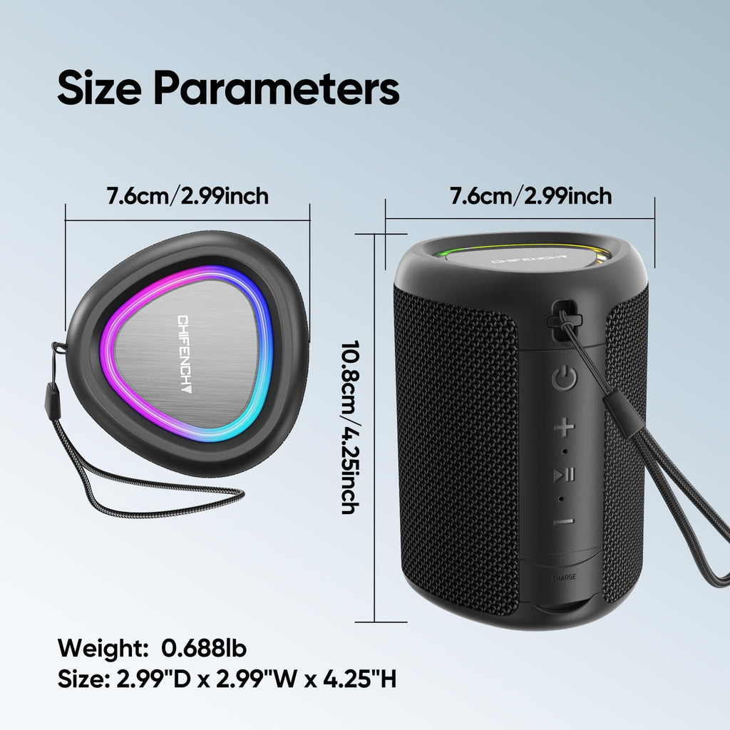 Portable Bluetooth Speaker Gift Ideas: Outdoor Travel Essentials Waterproof | Powerful HD Sound, Dynamic Lights, 15H Playtime, BT 5.3, TWS Pairing, IPX5 Beach|Camping|Pool Accessories, Halloween Music