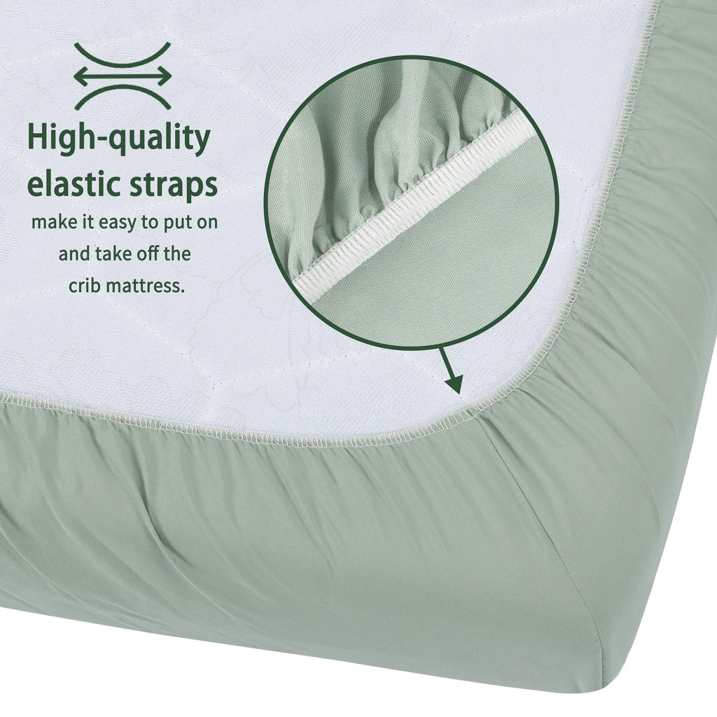 GUNTAIL Baby Crib Sheets for Boys Girls, 2 Pack Fitted Crib Sheet for Standard Crib and Toddler Mattress, Soft Microfiber Baby Sheet 52x28x8in (Brown & Green)