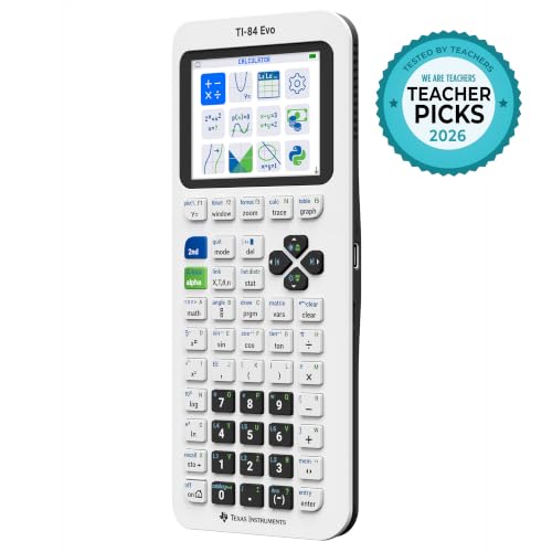 TI-84 Evo Graphing Calculator Texas Instruments, White | Intuitive Icon-based Homescreen, USB-C Charging, Python Programming, Faster Performance, Bigger Graphs than TI-84 Plus CE