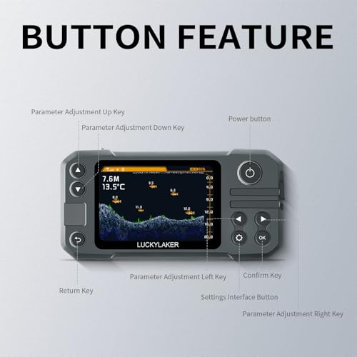 LUCKY Kayak Portable Fish Finder Transducer Wireless Sonar Fish Finders Boat Rechargeable Handheld Fish Depth Finder Fishing MT-202