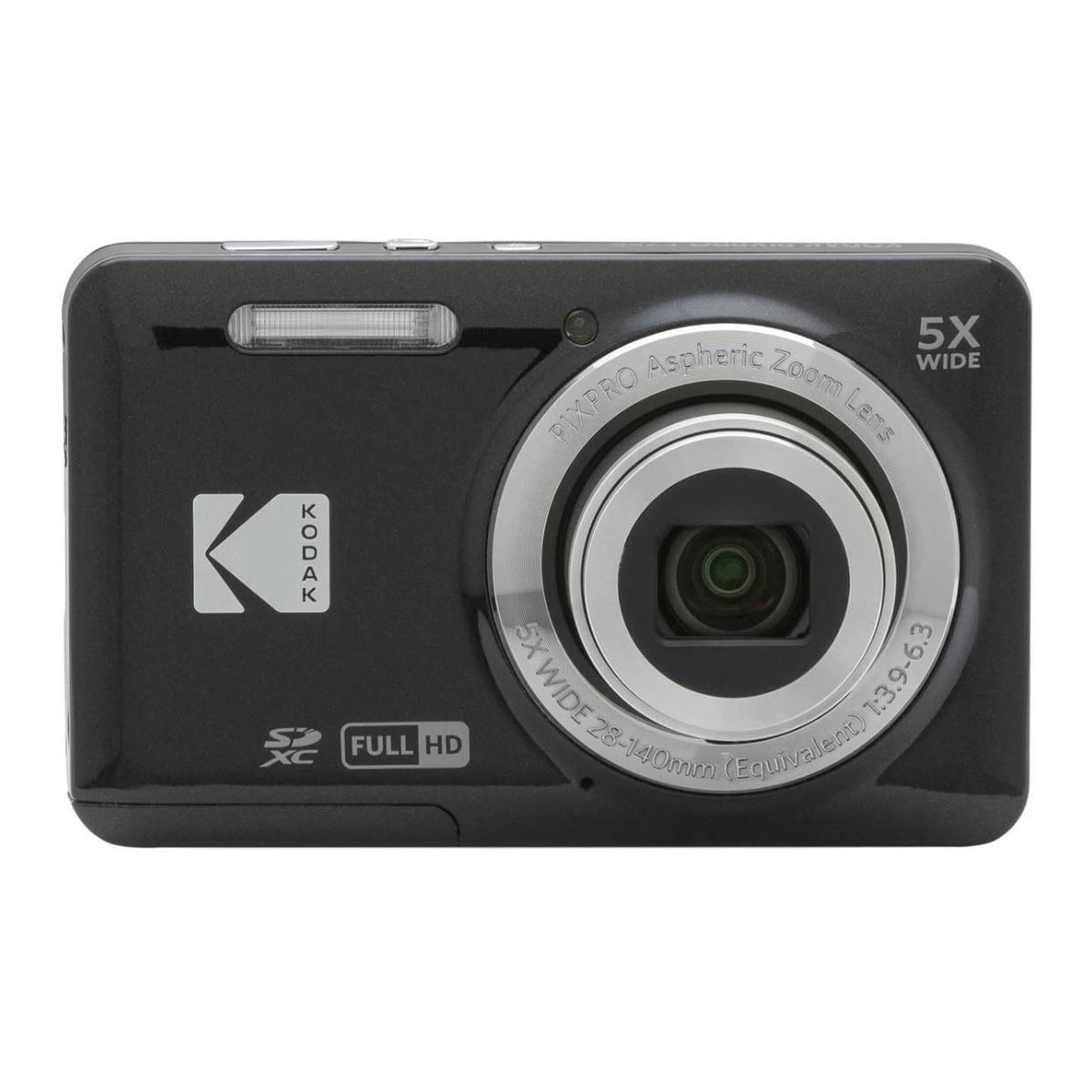 Kodak PIXPRO FZ55 16MP Compact Digital Camera, 5X Optical Zoom, Black | 1080p Full HD Video, 28mm Wide Angle Lens, 2.7 Inch LCD, Point and Shoot, Vlogging Camera, Li-Ion Battery