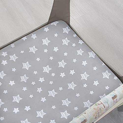 Pack and Play Sheets, 2 Pack Mini Crib Sheets, Stretchy Playard Fitted Sheet, Compatible with Graco Pack n Play, Soft and Breathable Material, Stars & Bunny