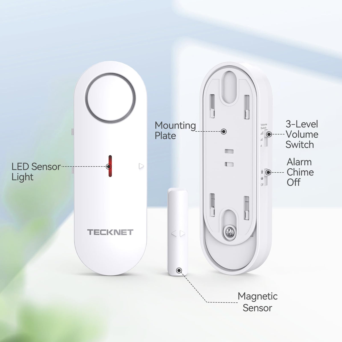 TECKNET Door Alarms for Kids Safety, Window Alarm Pool Alarms Door Alarm for Home Security, 2-in-1 Alarm & Chime, 3-Level Volume Control, Wireless Alarm for House Hotel Cars Sheds Caravans (3 Pack)