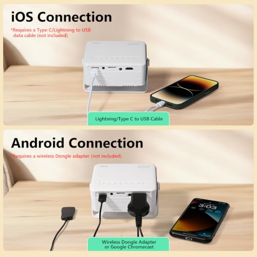 Yoton Y3 Mini Projector, Ultra-Compact 317g, 360° Stand, Auto Keystone | 50% zoom, 720P Native, 1080P Input Support, Portable Small Movie Projector Compatible with TV Stick/HDMI/USB/TF Card