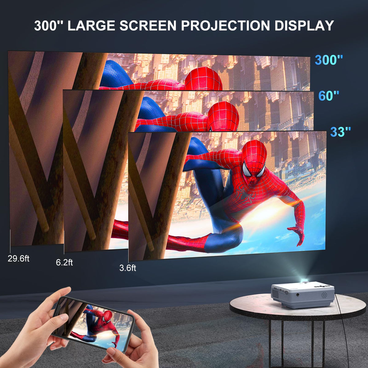 FUDONI Projector with 5G WiFi & Bluetooth, Native 1080P 18000L Portable | Compact Outdoor Movie Projector, Home Theater, Built-in Speaker, HDMI USB AV, Works with Firestick, Laptop, iOS, Android, PS5