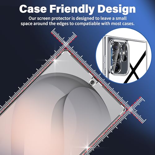 firtstnow 3 Pack for Samsung Galaxy S26 Ultra Screen Protector Tempered Glass + 3 Pack Camera Lens Protector, Military Grade Shatterproof, 9H Hardness, Fingerprint Unlock,Case Friendly 6.9 Inch