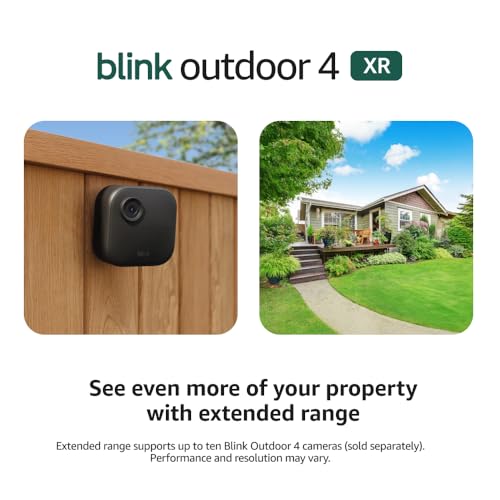 Blink Outdoor 4 XR – two-year battery wireless camera with 4x security coverage, 1000 ft open-air range or 400 ft with typical use — 4 camera system.