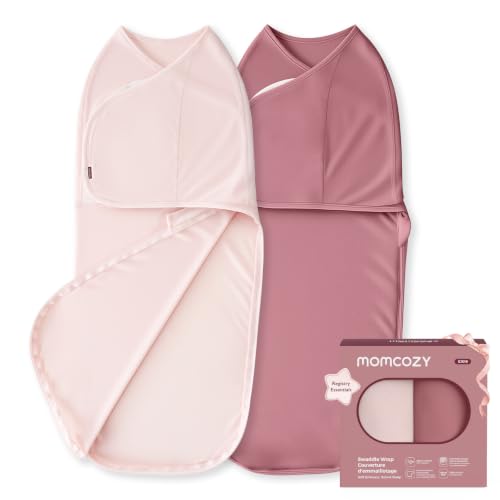 Momcozy Swaddles for Newborns, Quiet Fastener Swaddle for Infant 0-3 Months | New-Parent-Friendly Sleep Sack, Reduce Startle Reflex, Newborn Boys Girls Registry Essentials, 2-Pack, Bloom