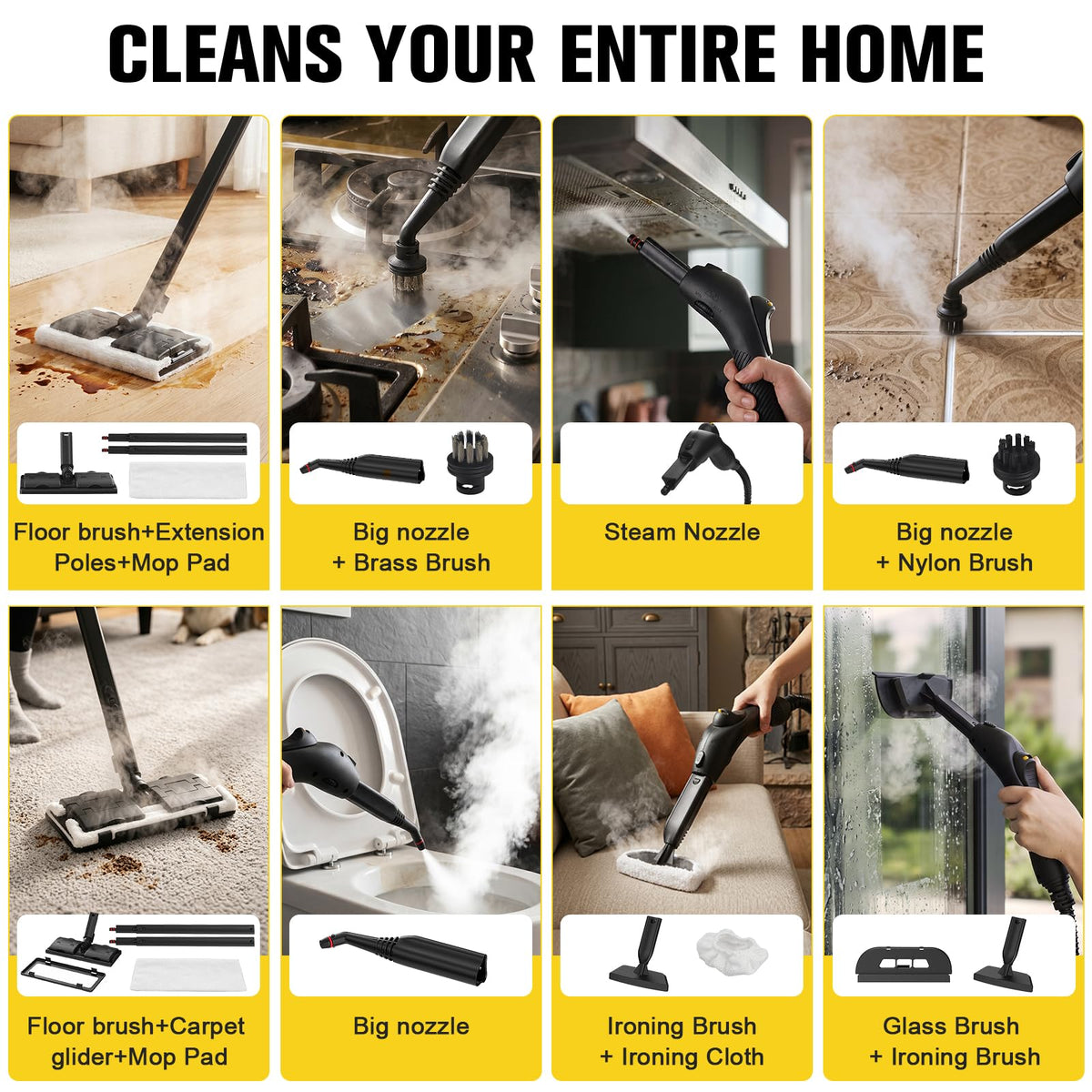 Waitbird Multi-Purpose Steam Cleaner, 4.5Bar 300°F Steamer for Tile & Grout