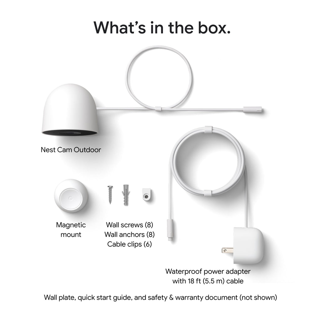 Google Nest Cam Outdoor (Wired, 2nd Gen) - Security Camera - 2025 - Snow | 2K video, motion detection, color night vision, 2-way audio, works with Google Home and Gemini, weather resistant