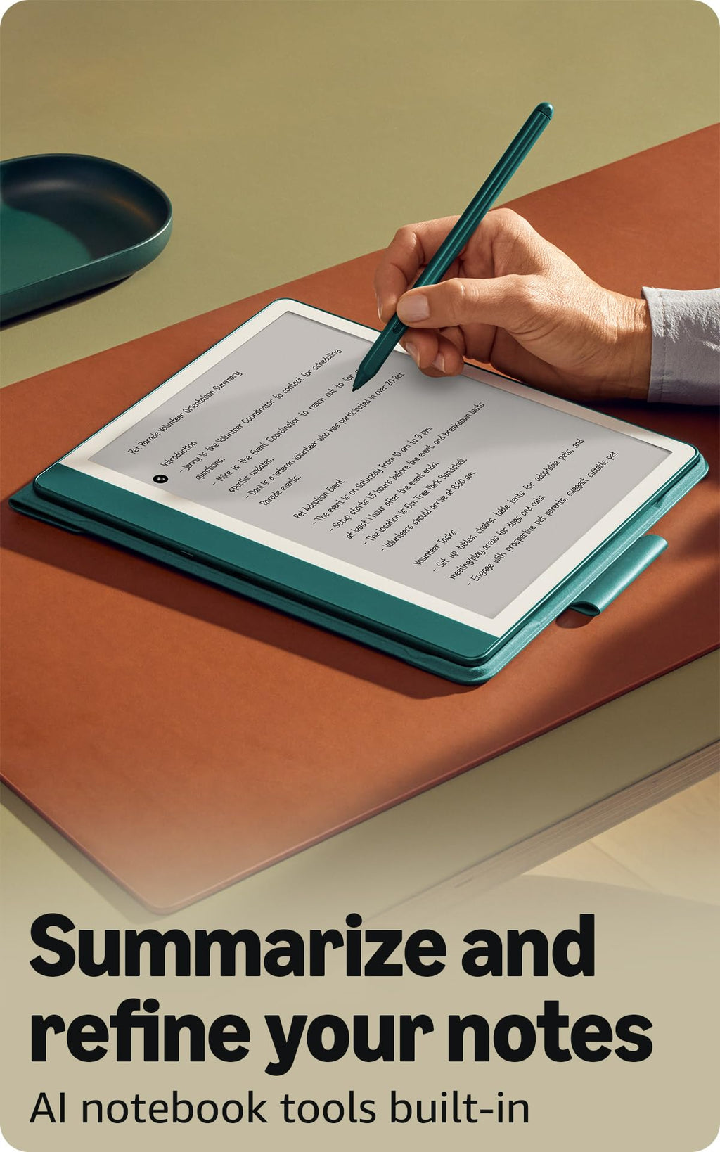 Like-New Amazon Kindle Scribe (64GB) - Your notes, documents and books, all in one place. With built-in AI notebook summarization. Includes Premium Pen - Metallic Jade
